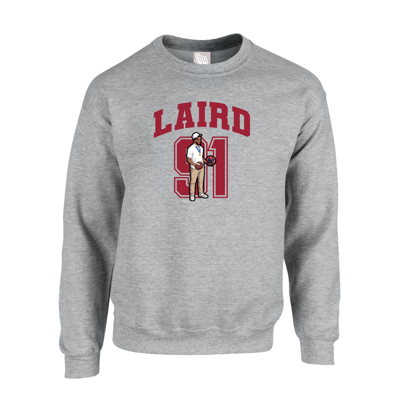 Fleece Crew — Number in Grey