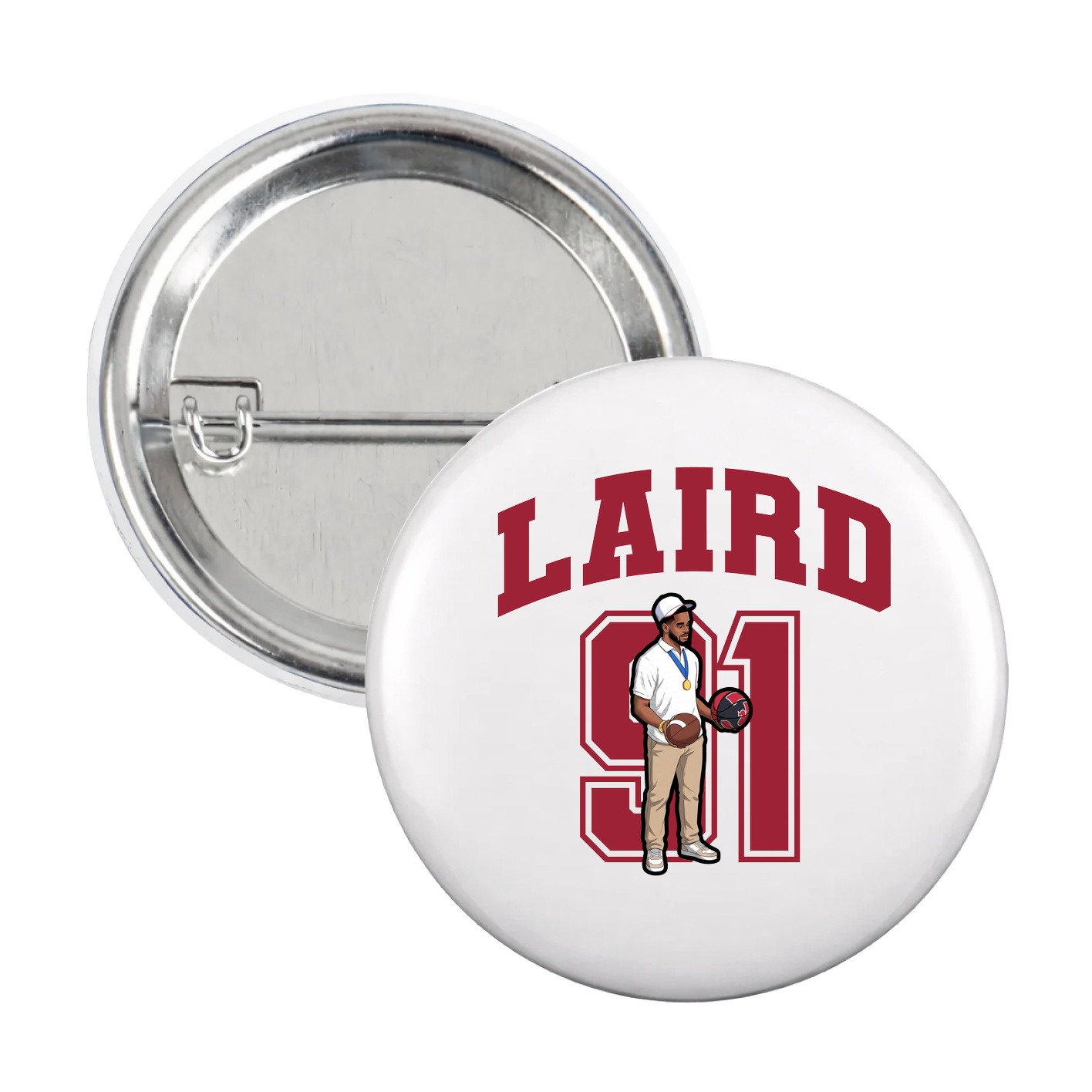 Game Day Button — Number in White