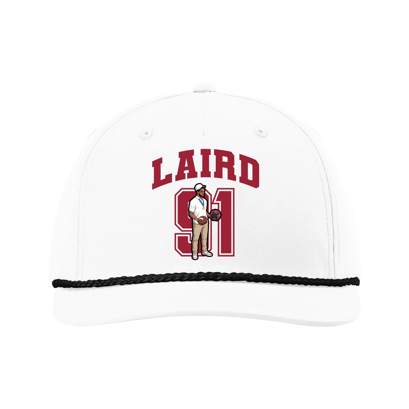 Five-Panel Classic Rope Cap — Number in White