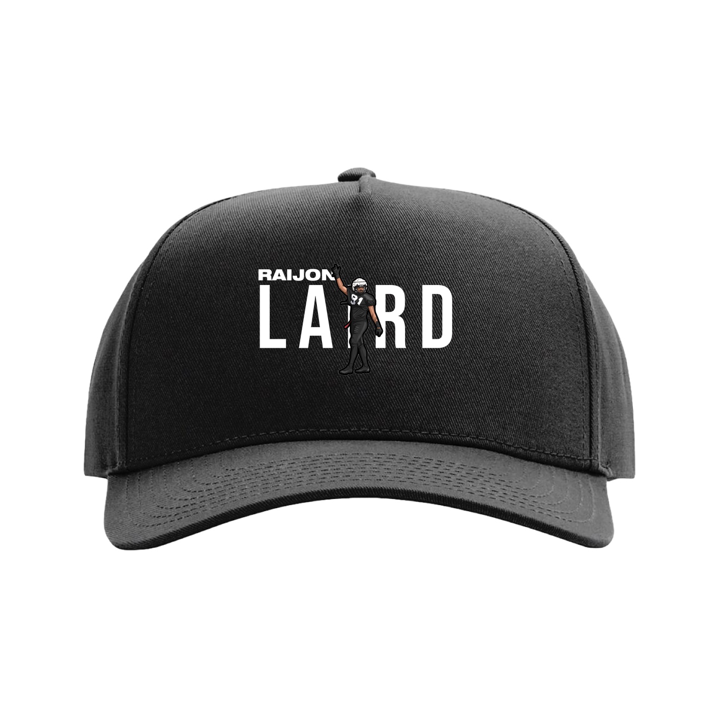 Full Fabric Five-Panel Champ Cap — Player Name in Black