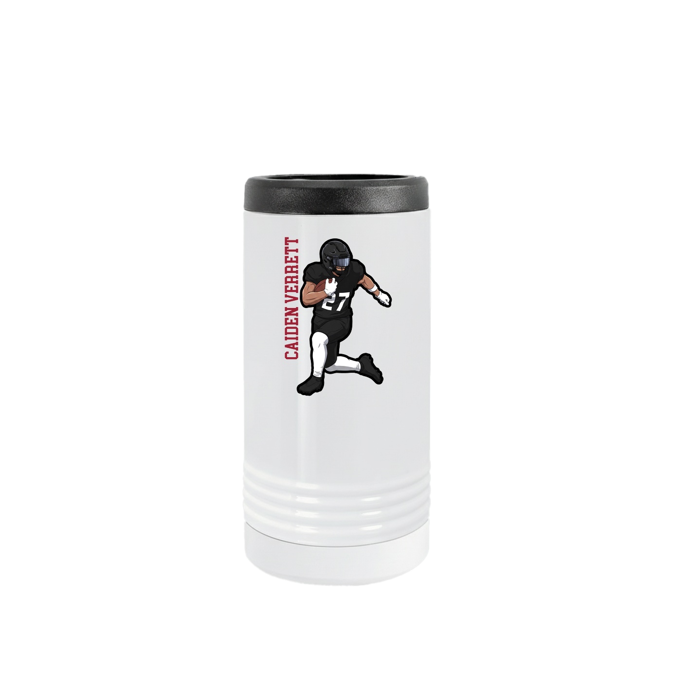 Slim Beverage Holder — Name Vertical in White