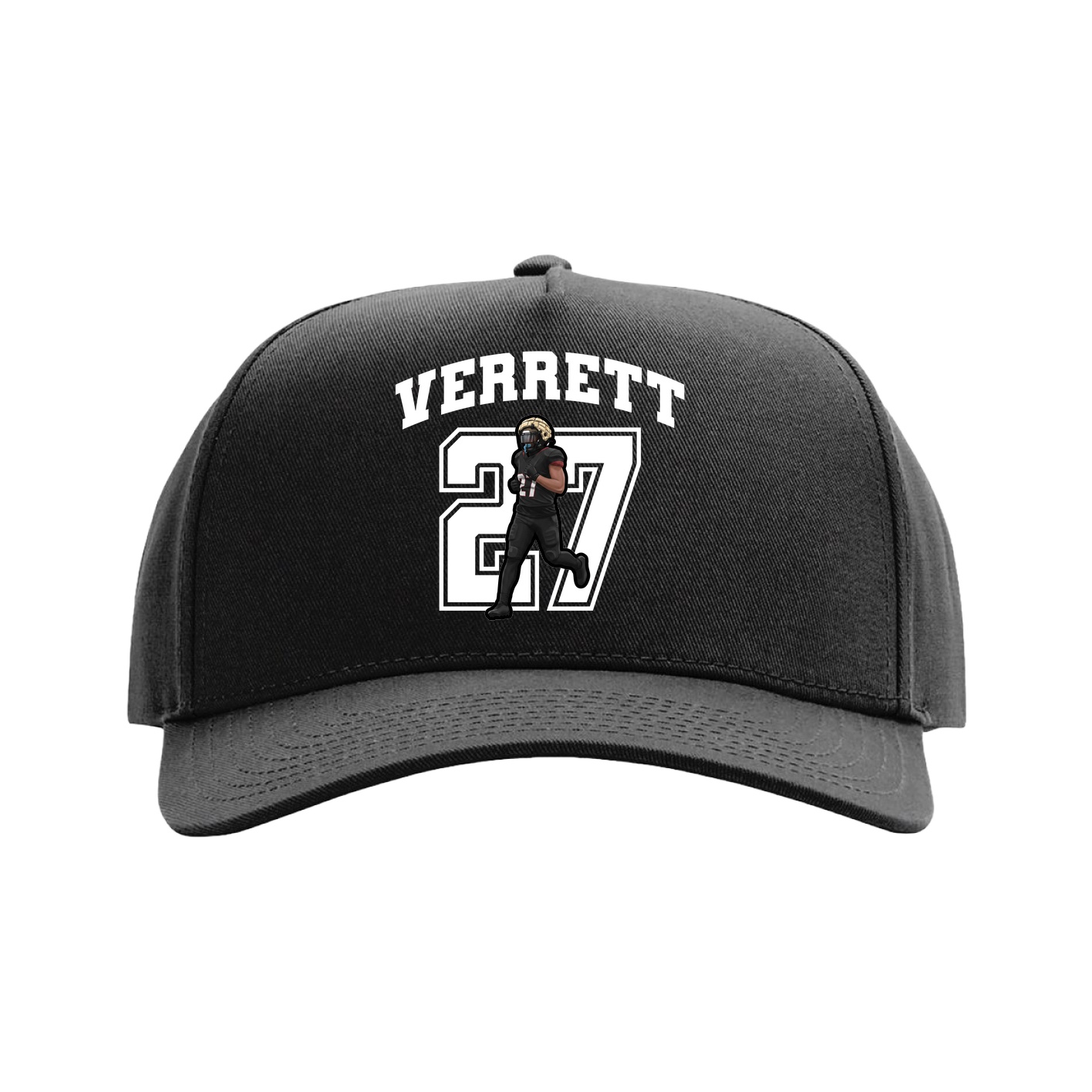 Full Fabric Five-Panel Champ Cap — Number in Black