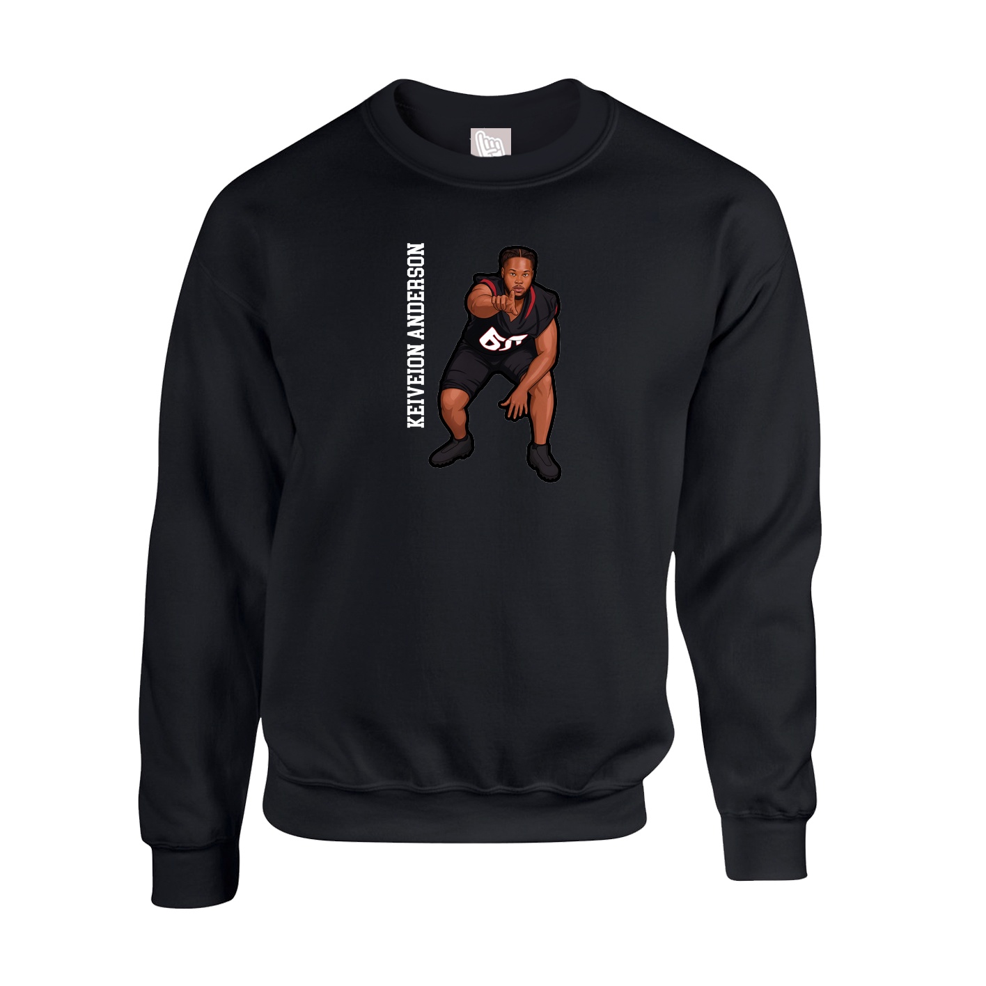 Fleece Crew — Name Vertical in Black