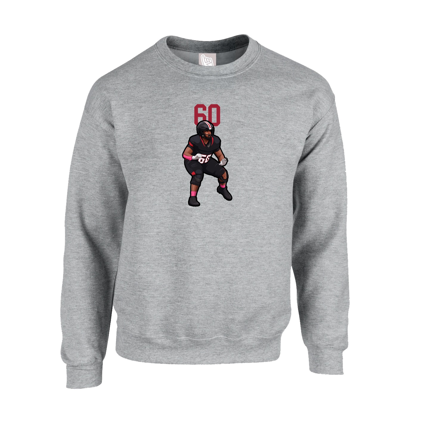 Fleece Crew — Number Top in Grey