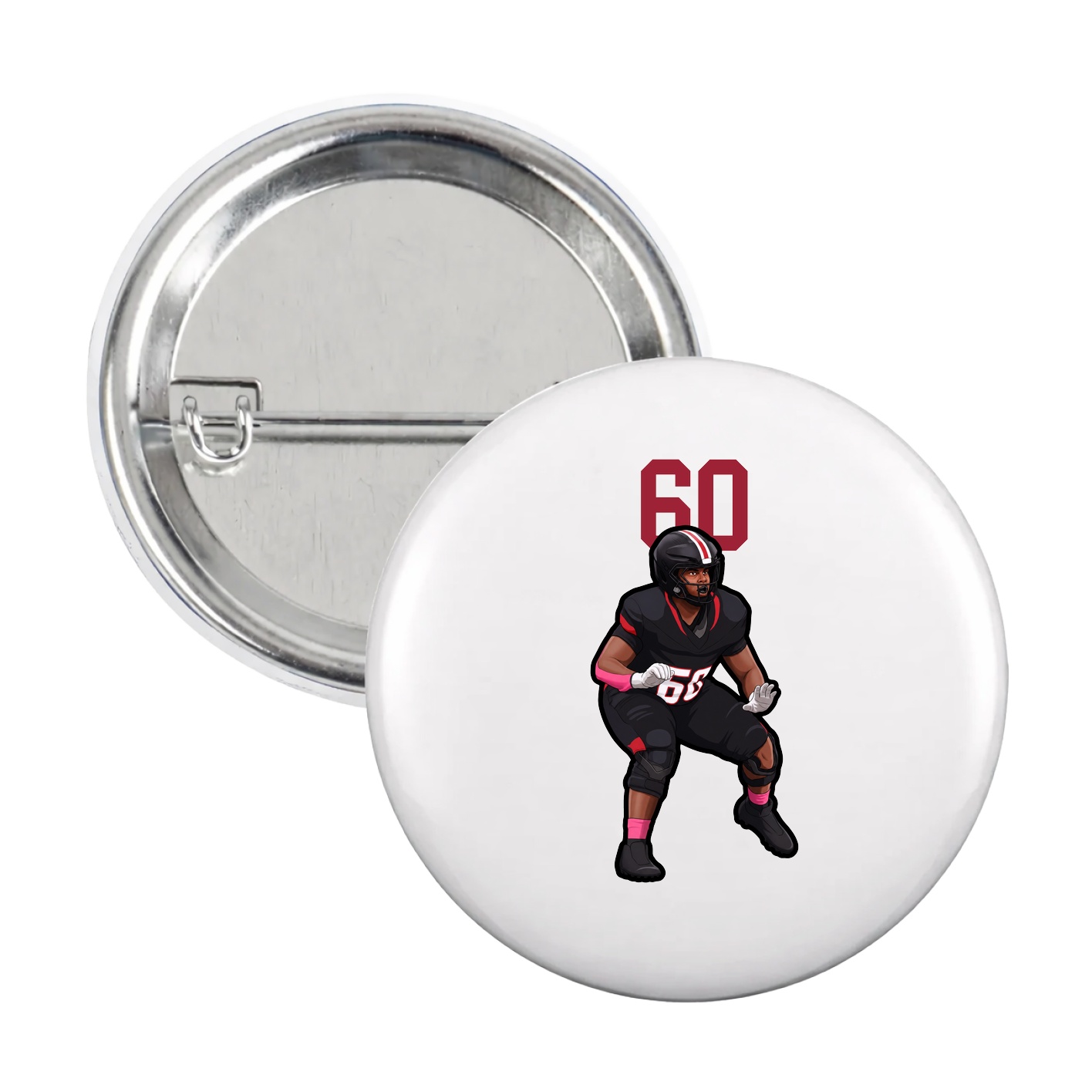 Game Day Button — Number Top in White