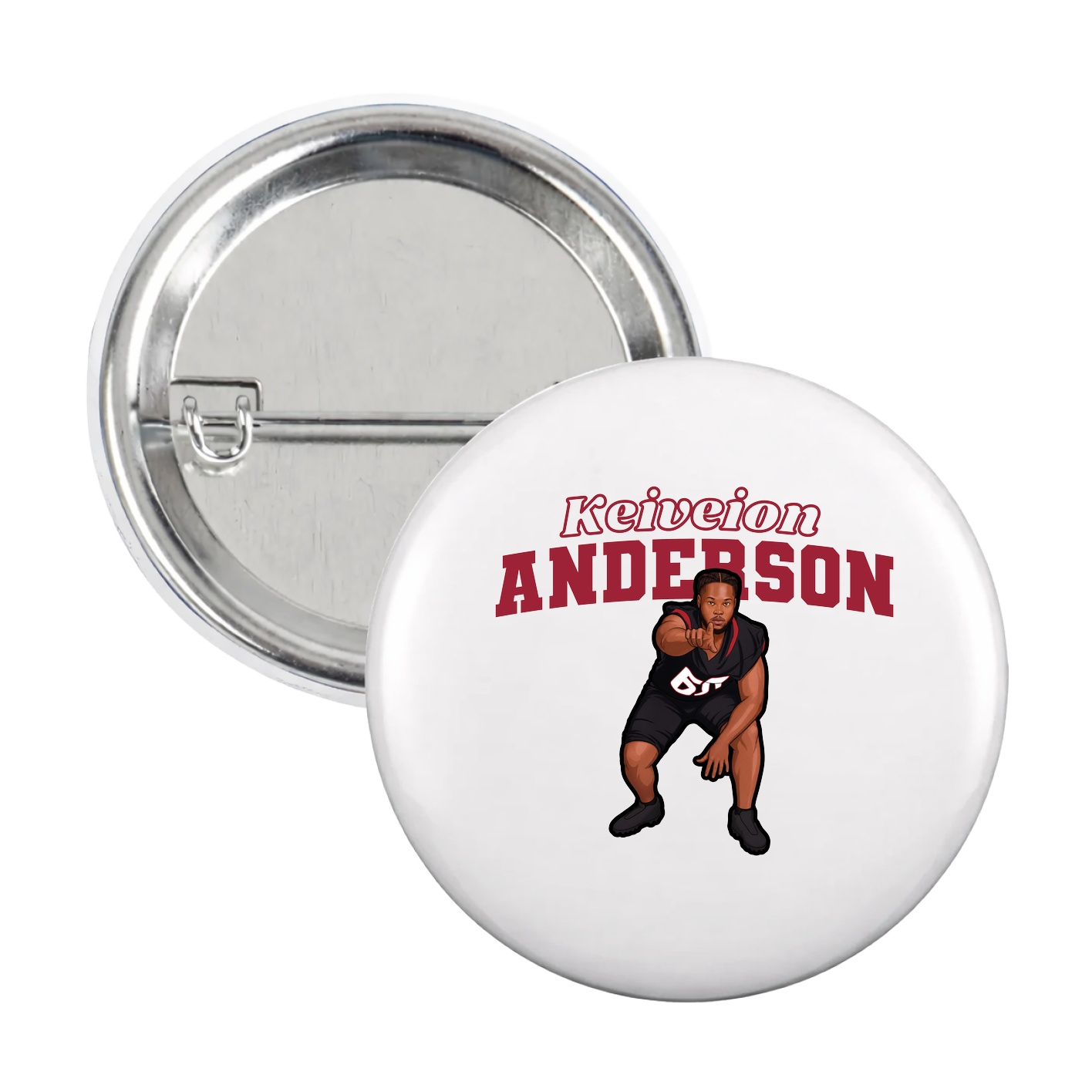 Game Day Button — Name Arch in White