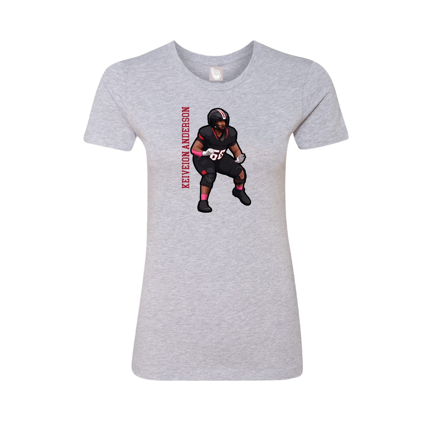 Fitted Women's Tee — Name Vertical in Grey