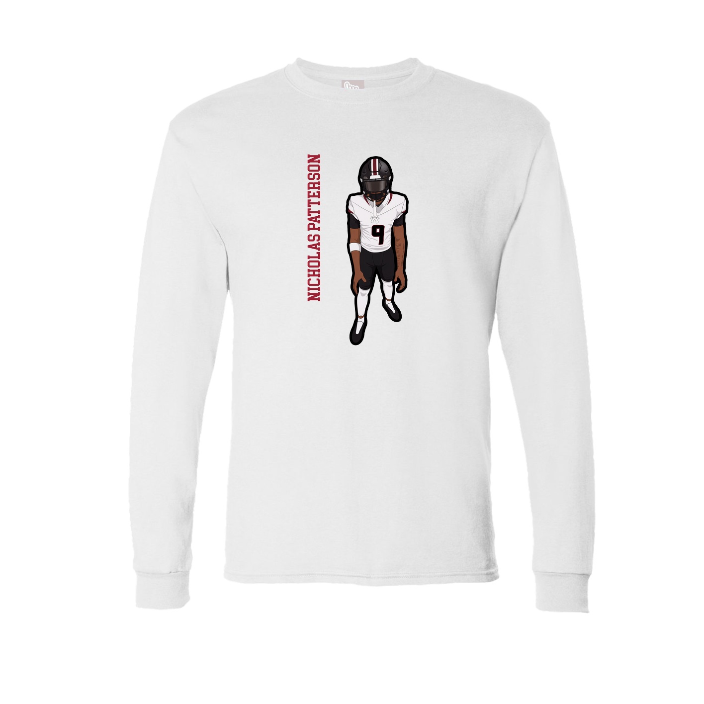 Long Sleeve Tee — Name Vertical in White
