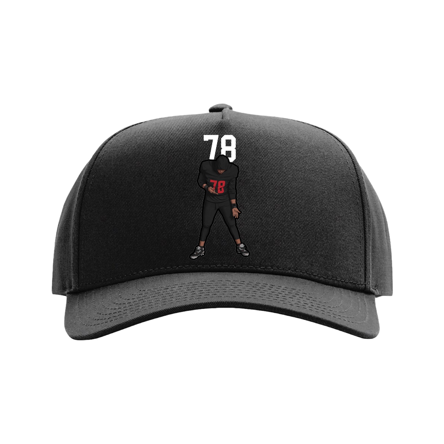 Full Fabric Five-Panel Champ Cap — Number Top in Black
