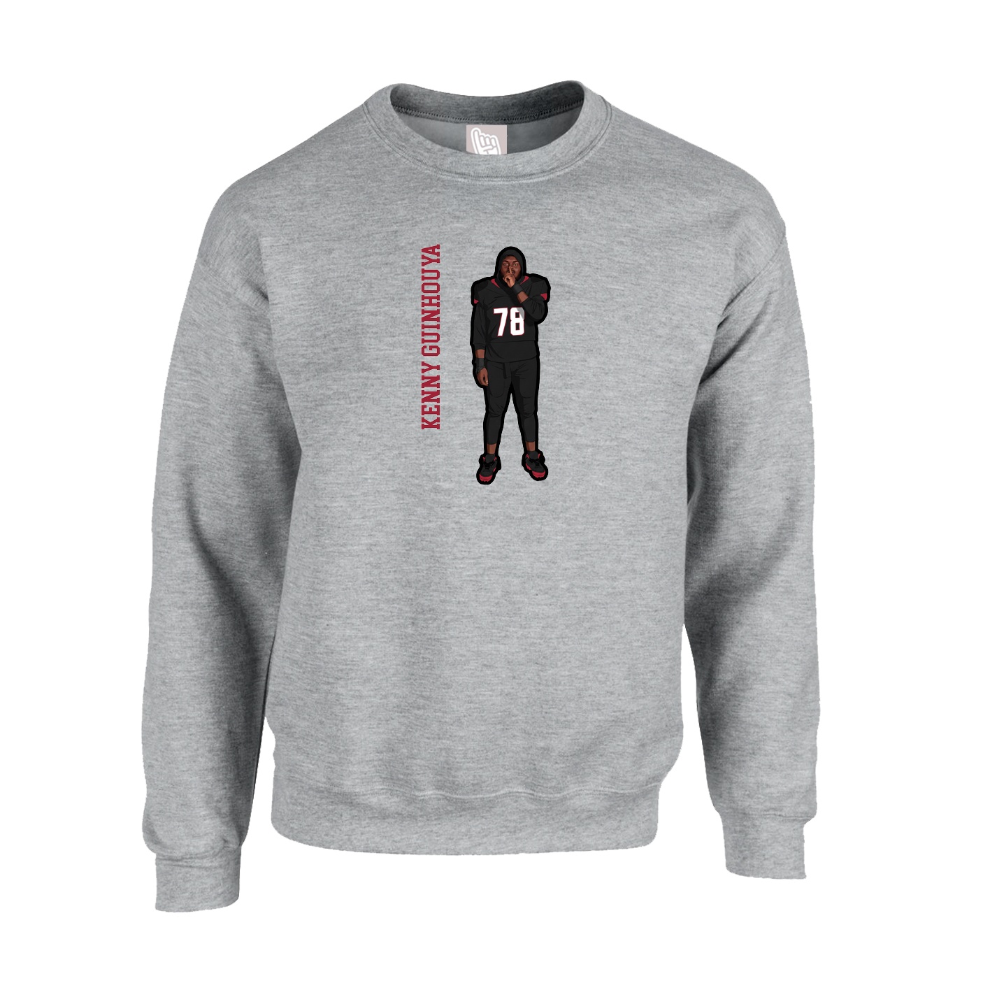 Fleece Crew — Name Vertical in Grey