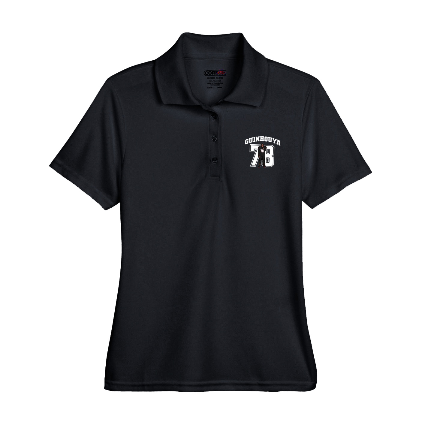 Womens Performance Polo — Number in Black