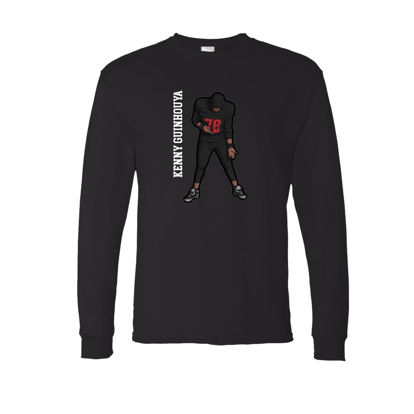 Long Sleeve Tee — Name Vertical in Black