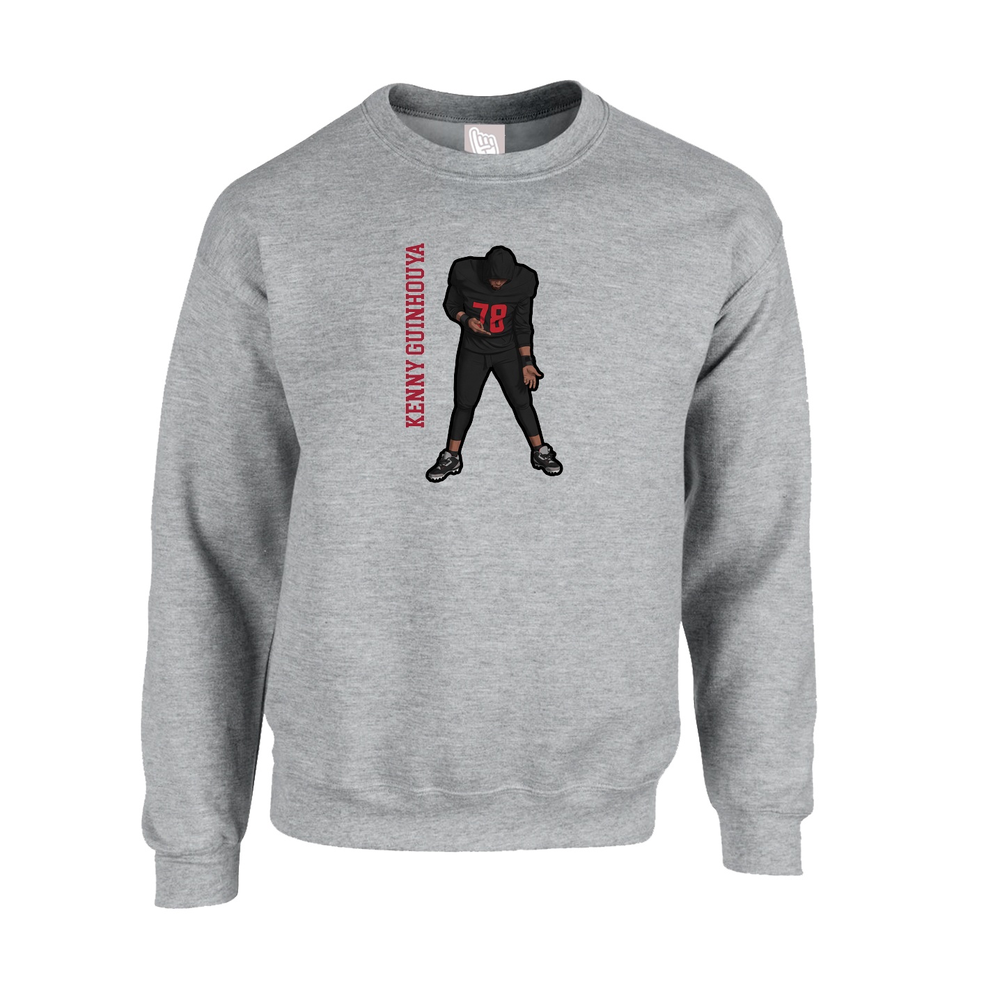 Fleece Crew — Name Vertical in Grey