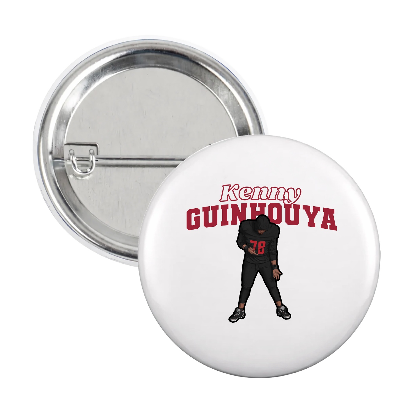 Game Day Button — Name Arch in White