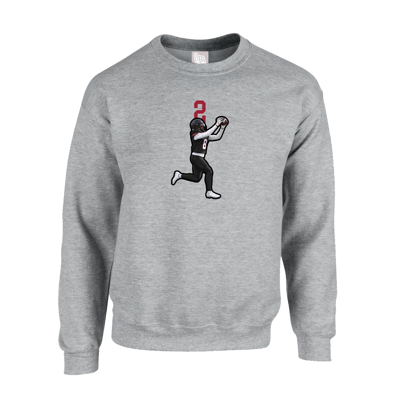 Fleece Crew — Number Top in Grey