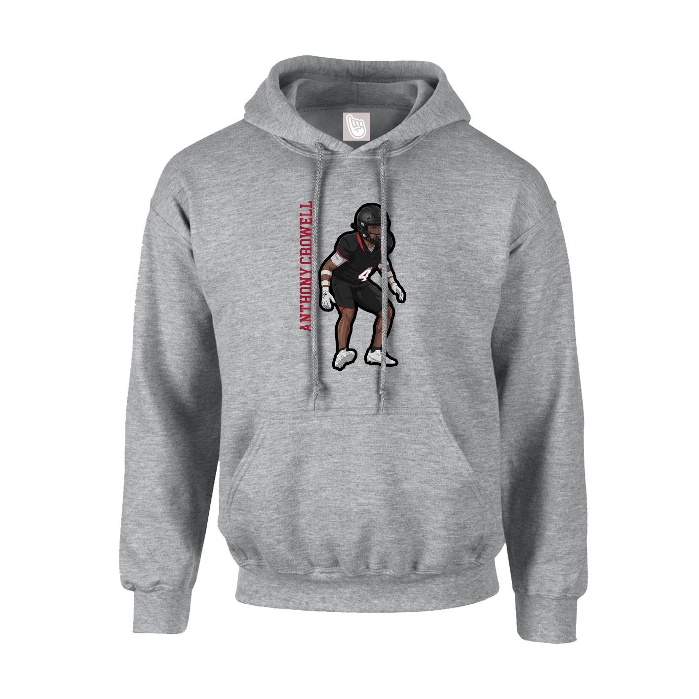 Youth Hoodie — Name Vertical in Grey