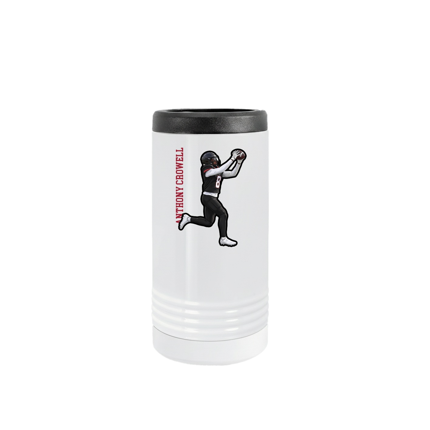 Slim Beverage Holder — Name Vertical in White