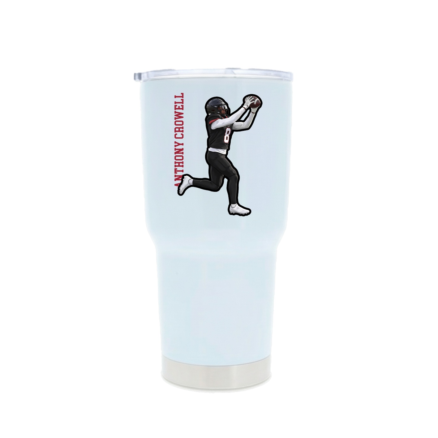 30oz Stainless Steel Tumbler — Name Vertical in White