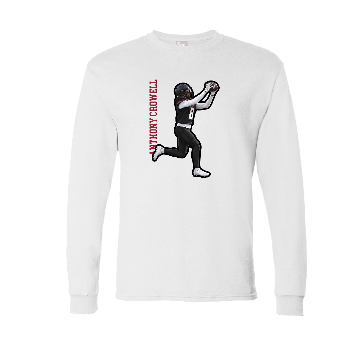 Long Sleeve Tee — Name Vertical in White