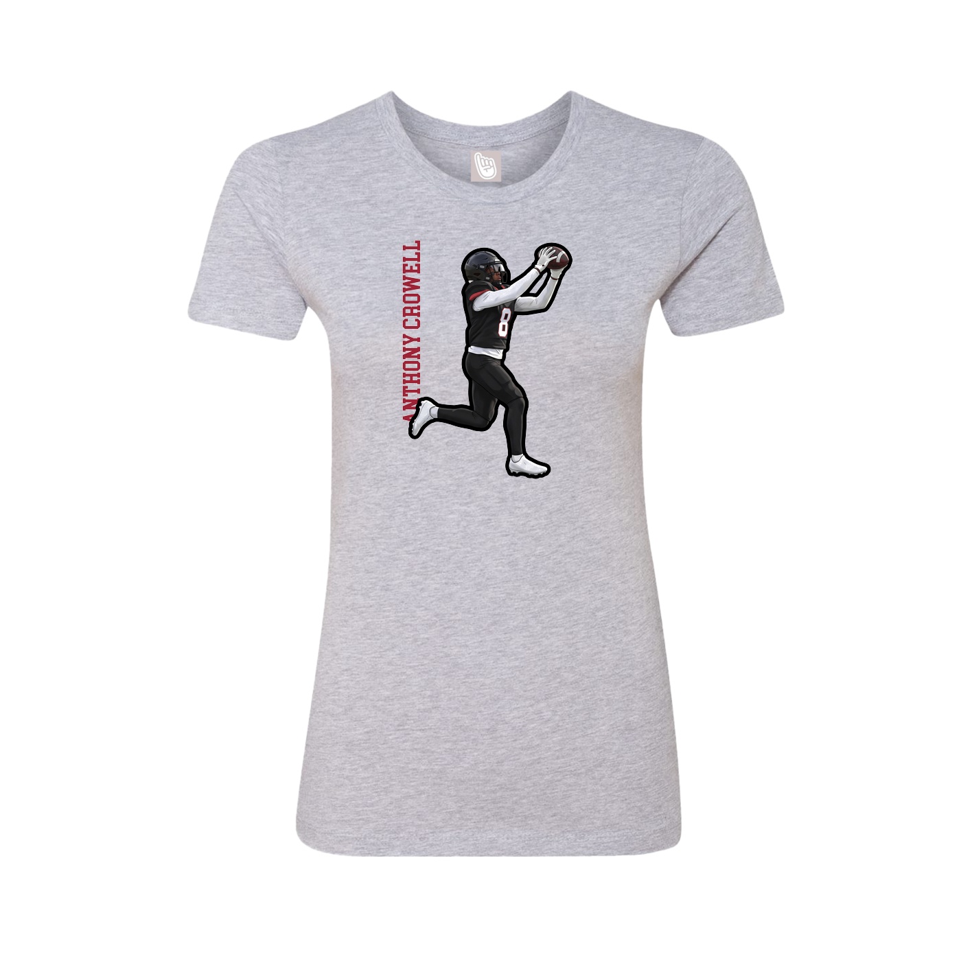 Fitted Women's Tee — Name Vertical in Grey