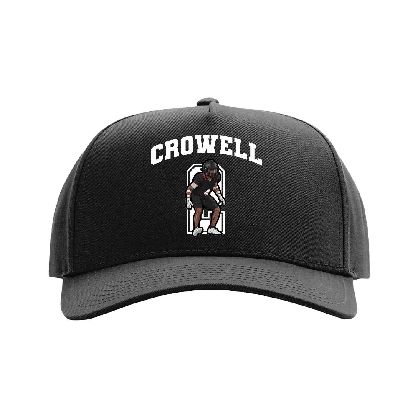 Full Fabric Five-Panel Champ Cap — Number in Black