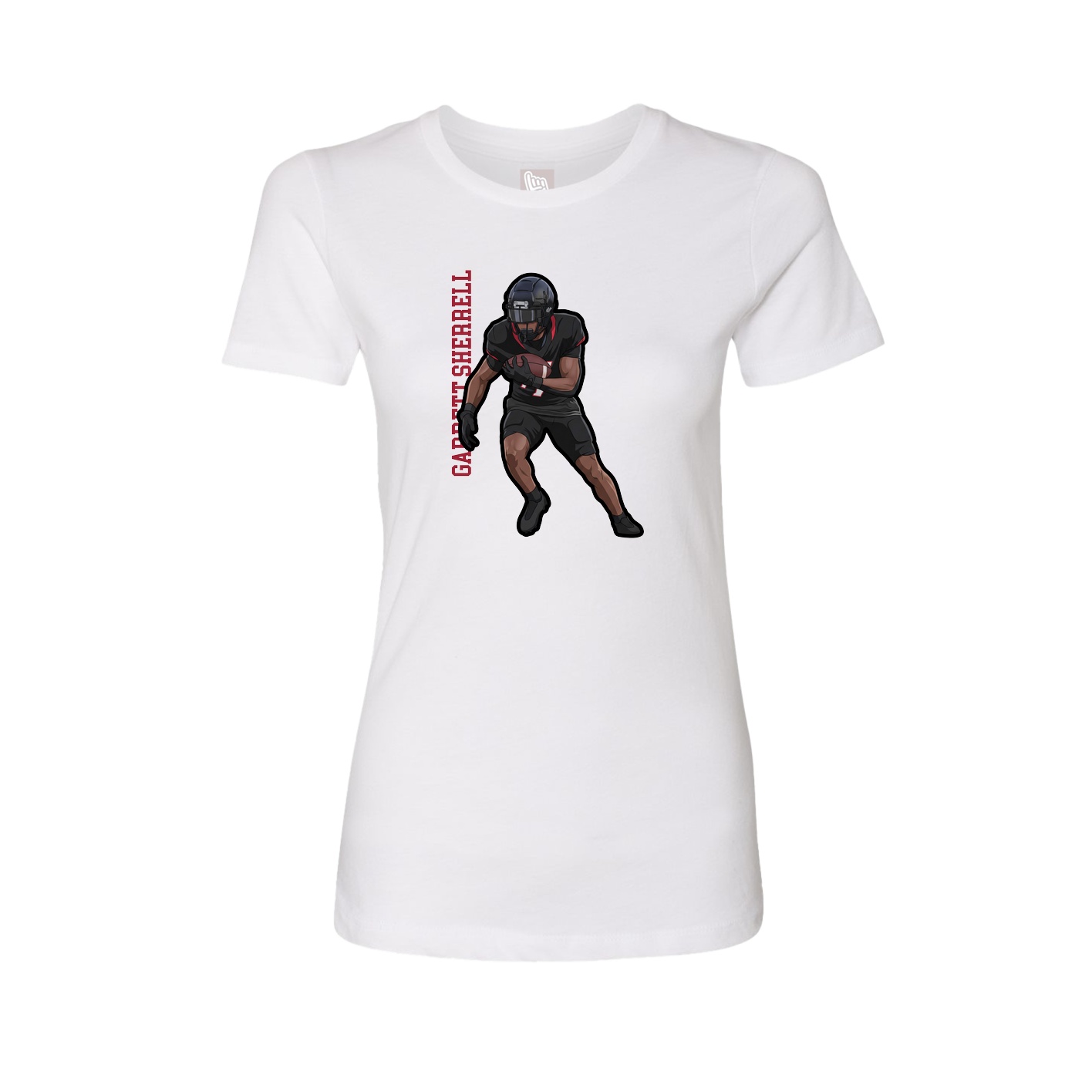 Fitted Women's Tee — Name Vertical in White