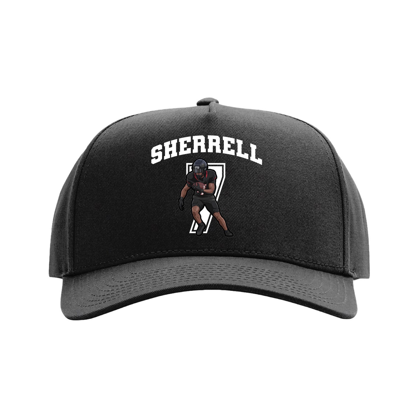 Full Fabric Five-Panel Champ Cap — Number in Black