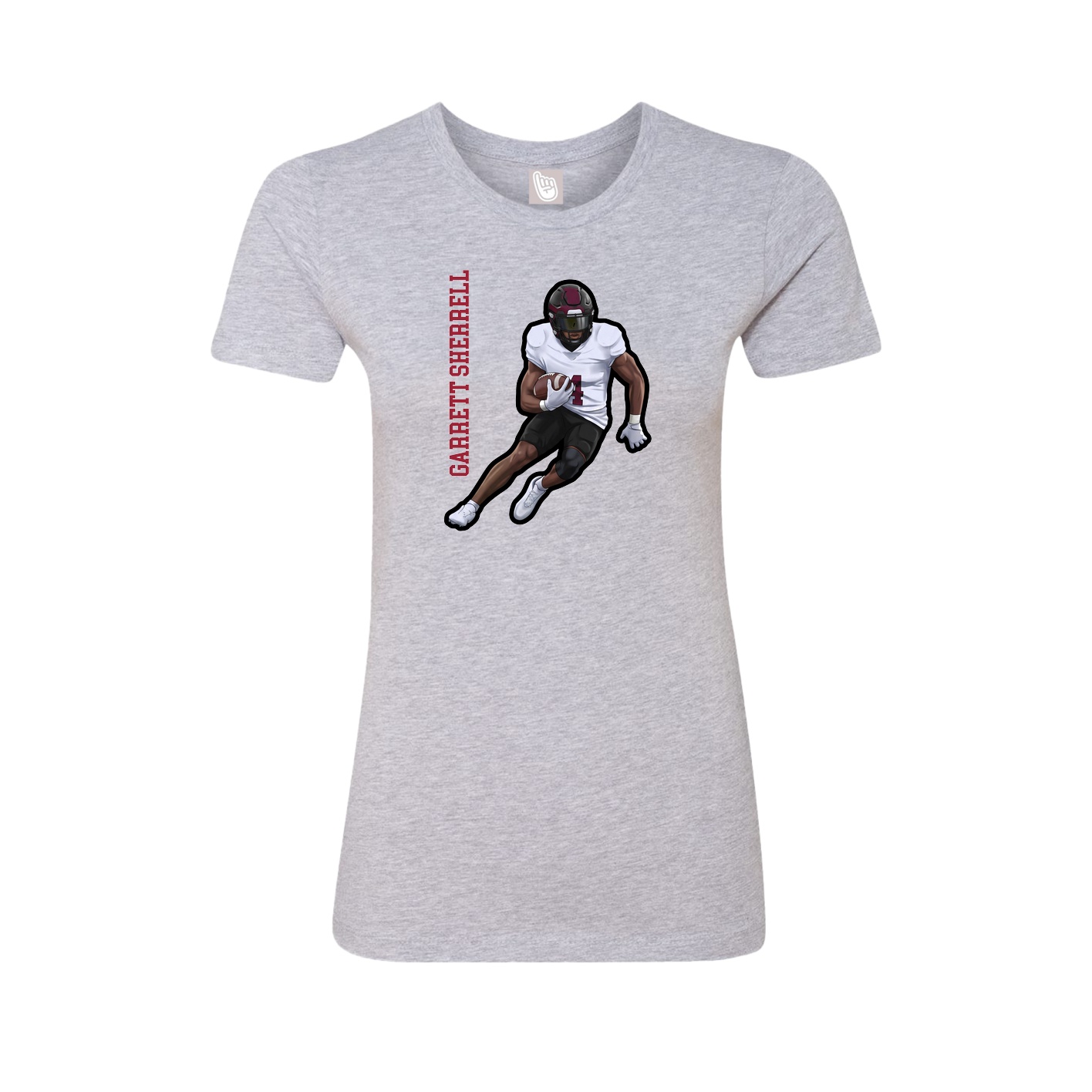 Fitted Women's Tee — Name Vertical in Grey