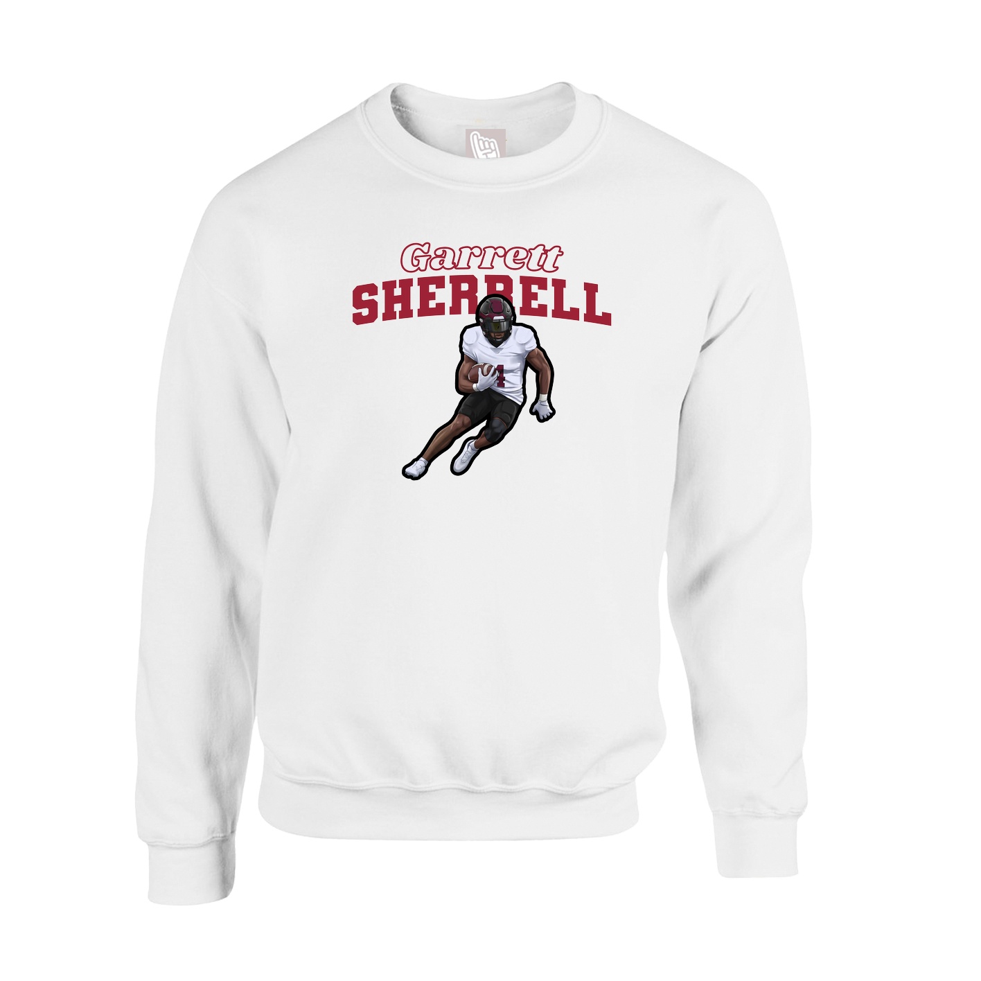 Fleece Crew — Name Arch in White