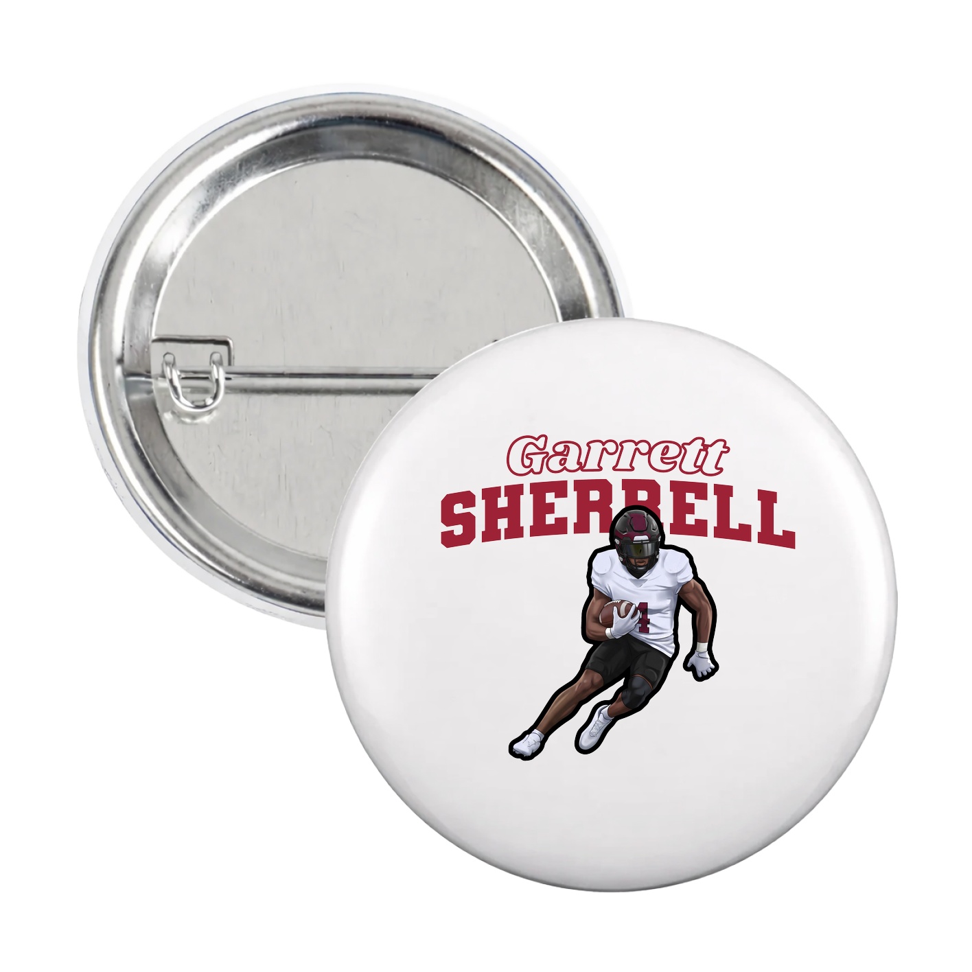 Game Day Button — Name Arch in White