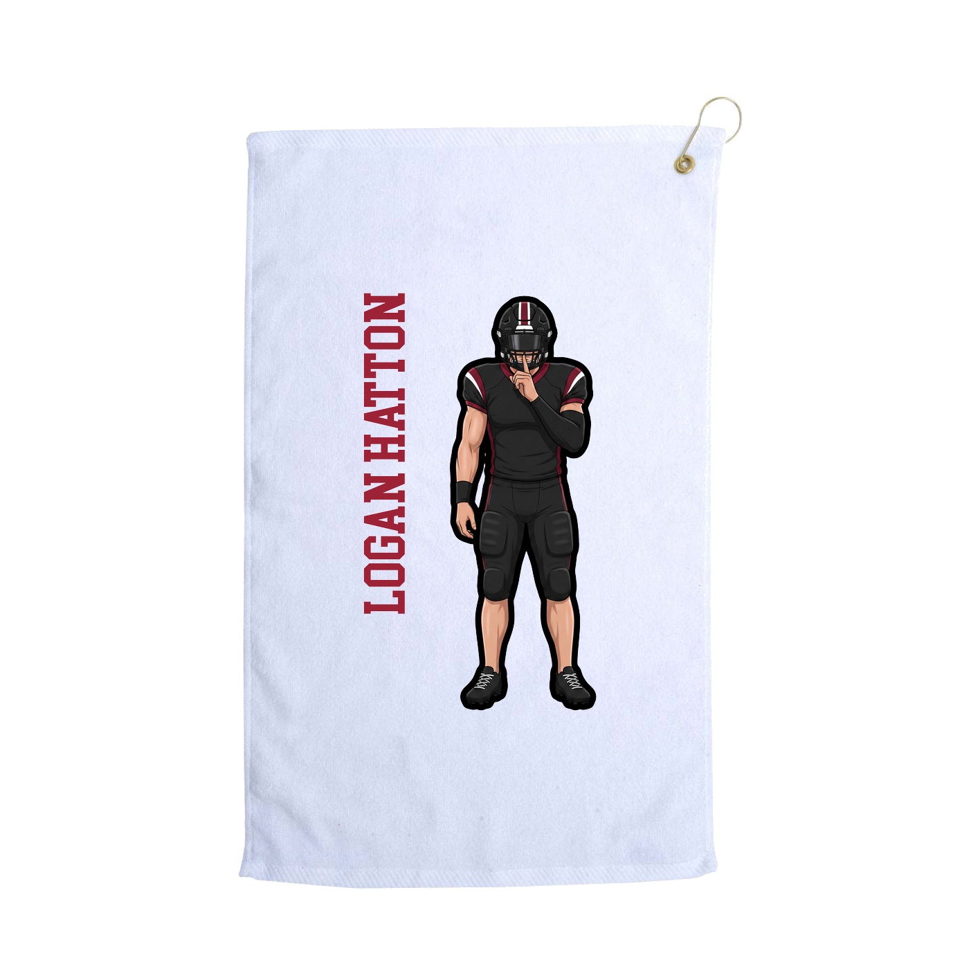 Golf Towel — Name Vertical in White