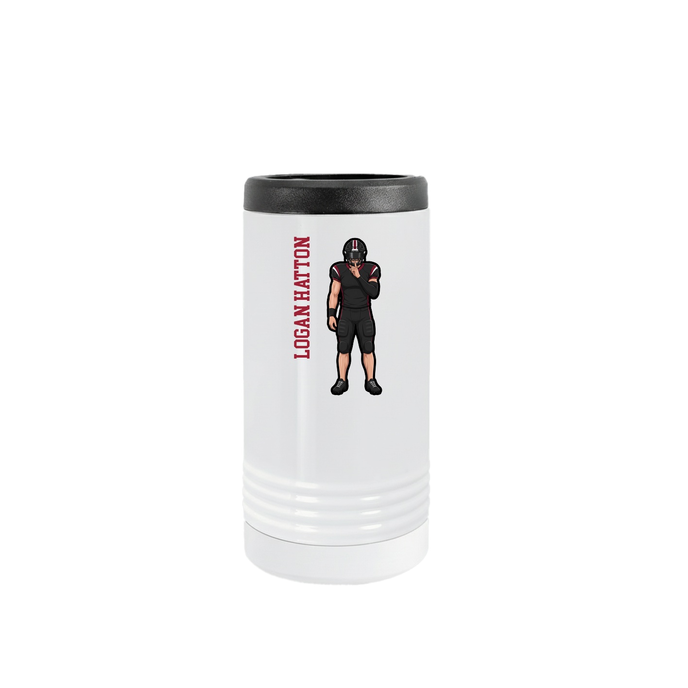 Slim Beverage Holder — Name Vertical in White