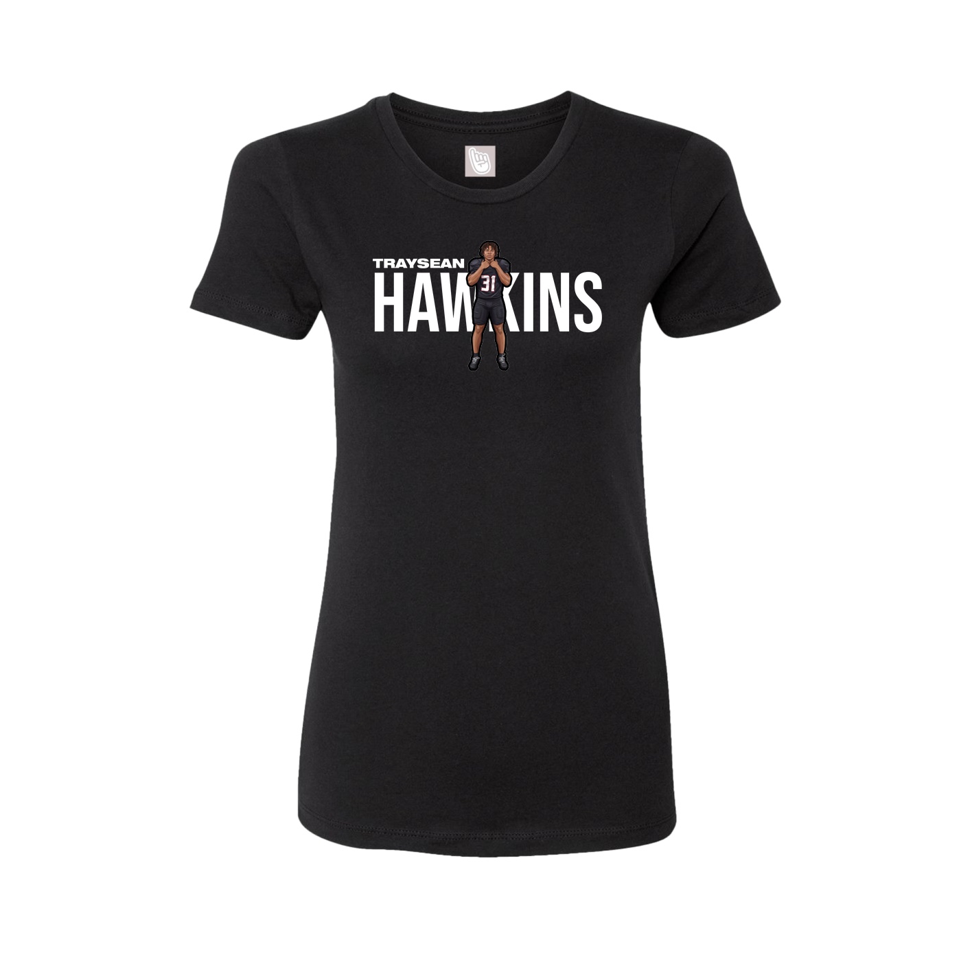 Fitted Women's Tee — Player Name in Black