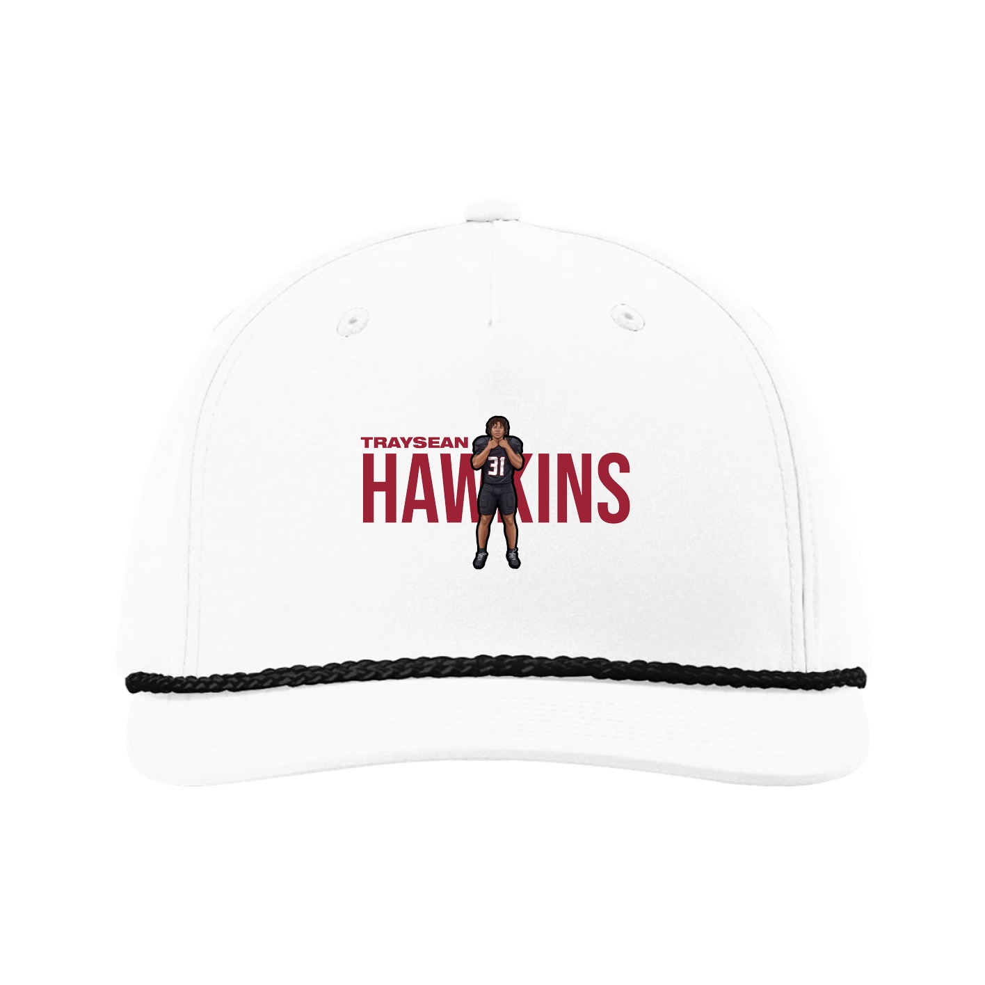 Five-Panel Classic Rope Cap — Player Name in White
