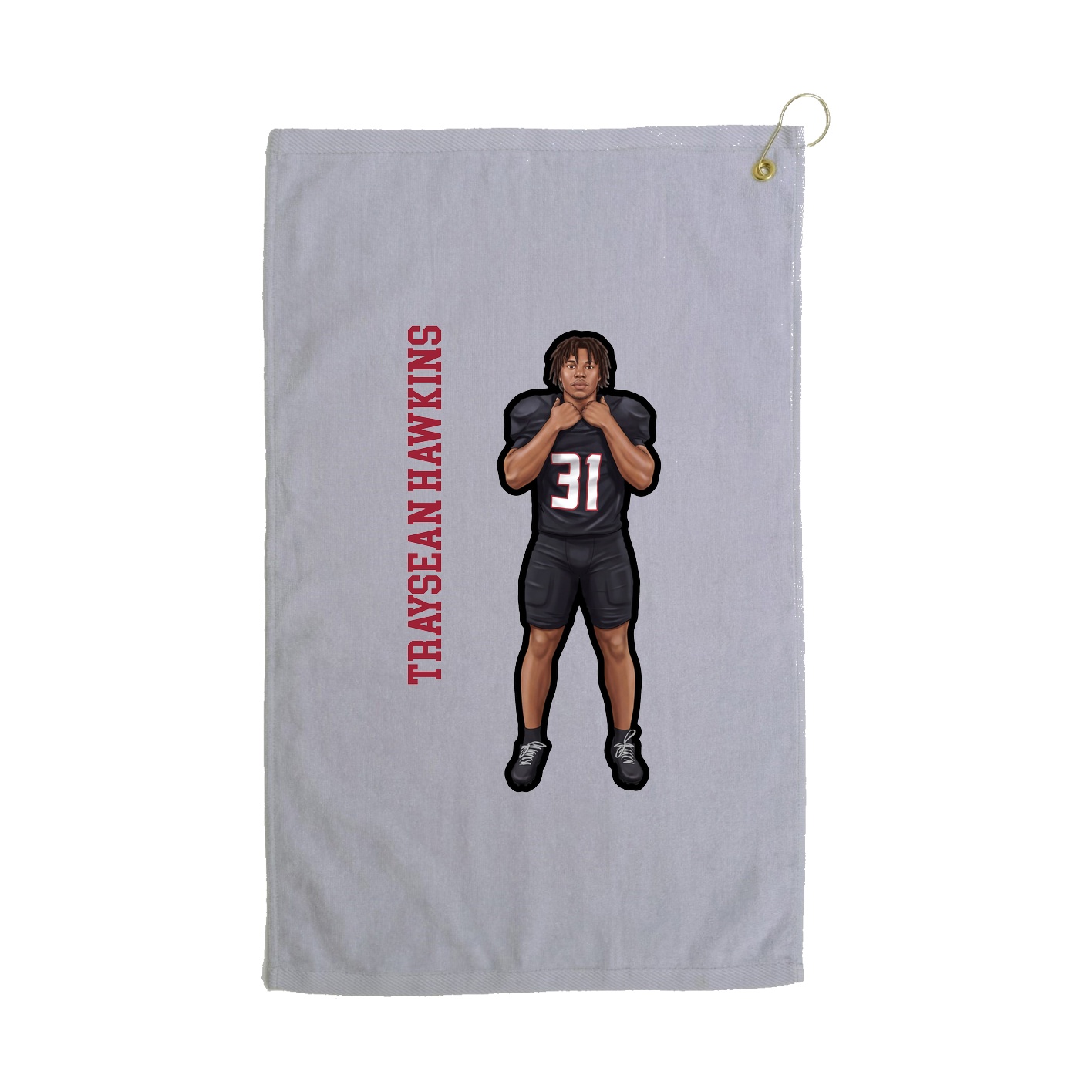 Golf Towel — Name Vertical in Grey