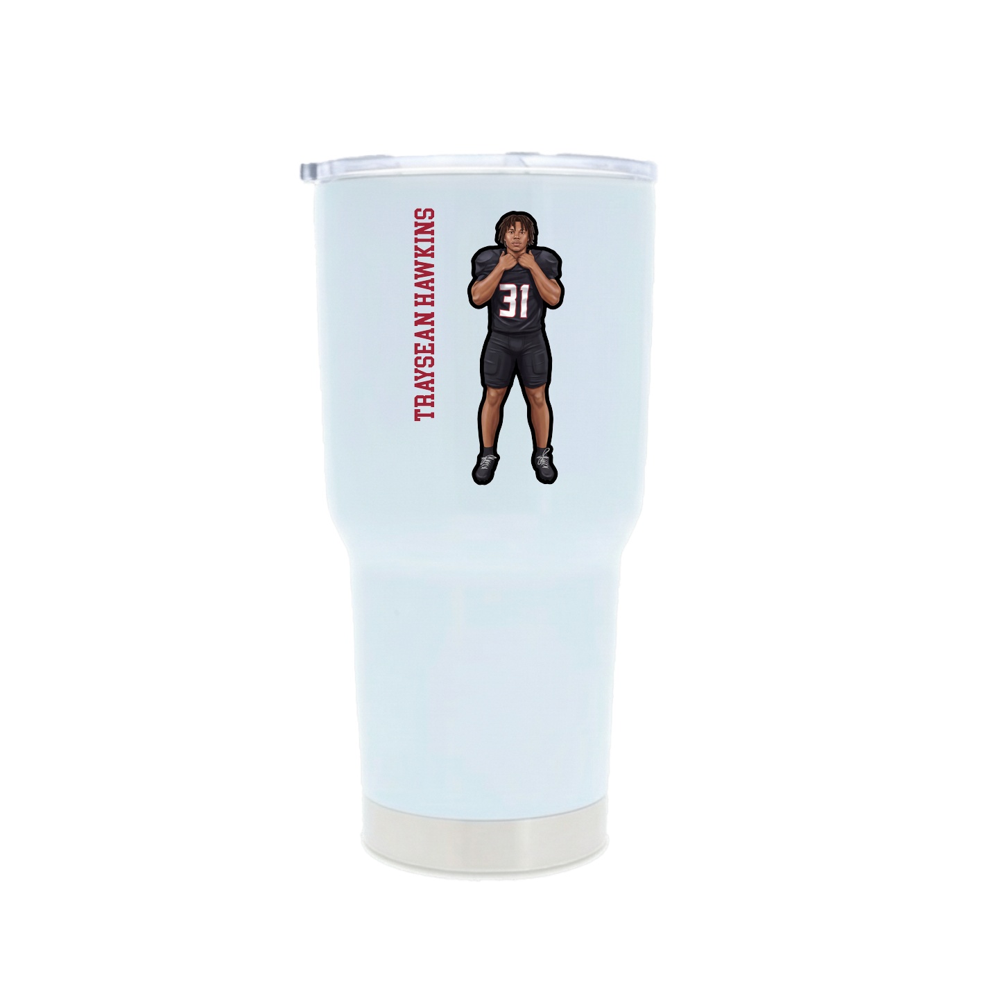 30oz Stainless Steel Tumbler — Name Vertical in White