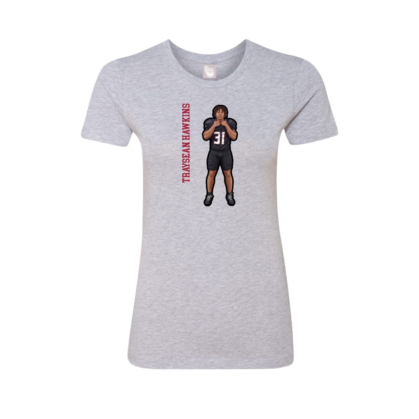 Fitted Women's Tee — Name Vertical in Grey