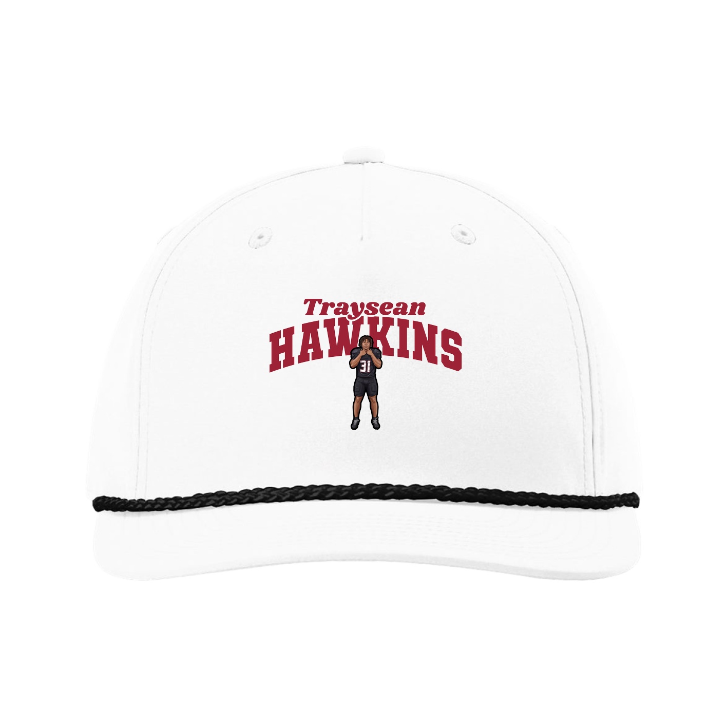Five-Panel Classic Rope Cap — Signature Arch in White
