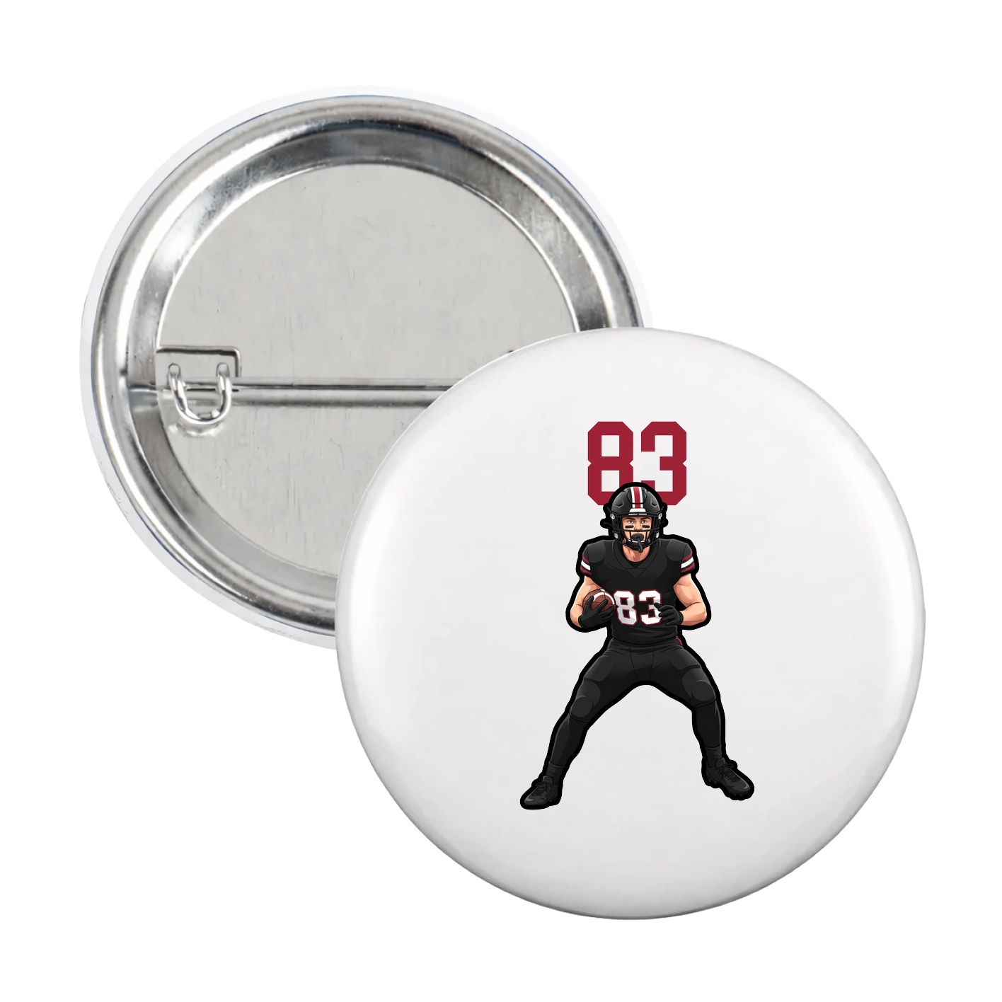 Game Day Button — Number Top in White
