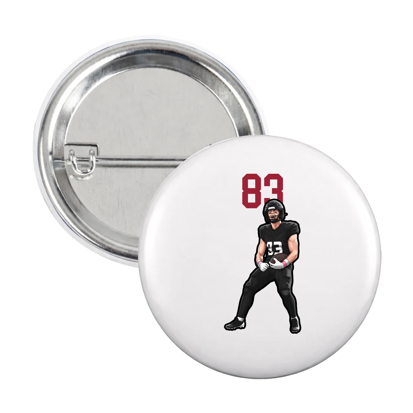 Game Day Button — Number Top in White
