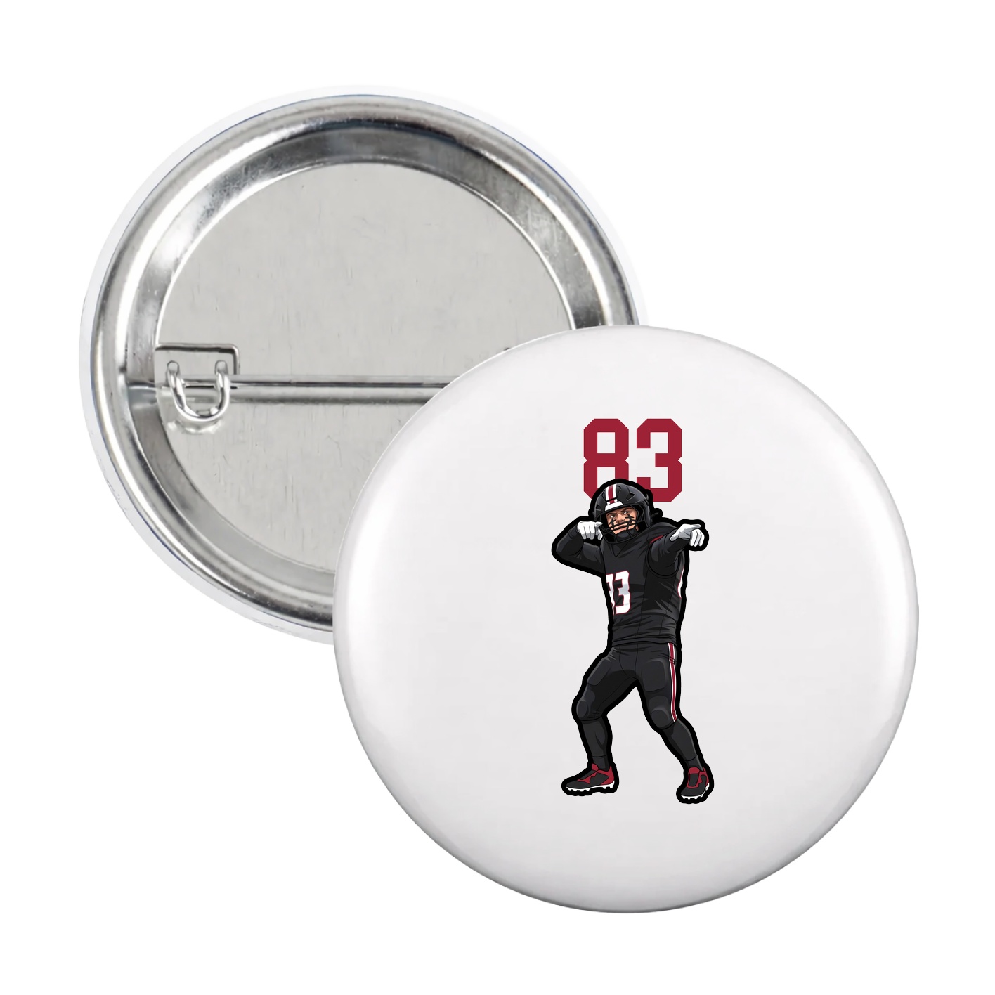 Game Day Button — Number Top in White