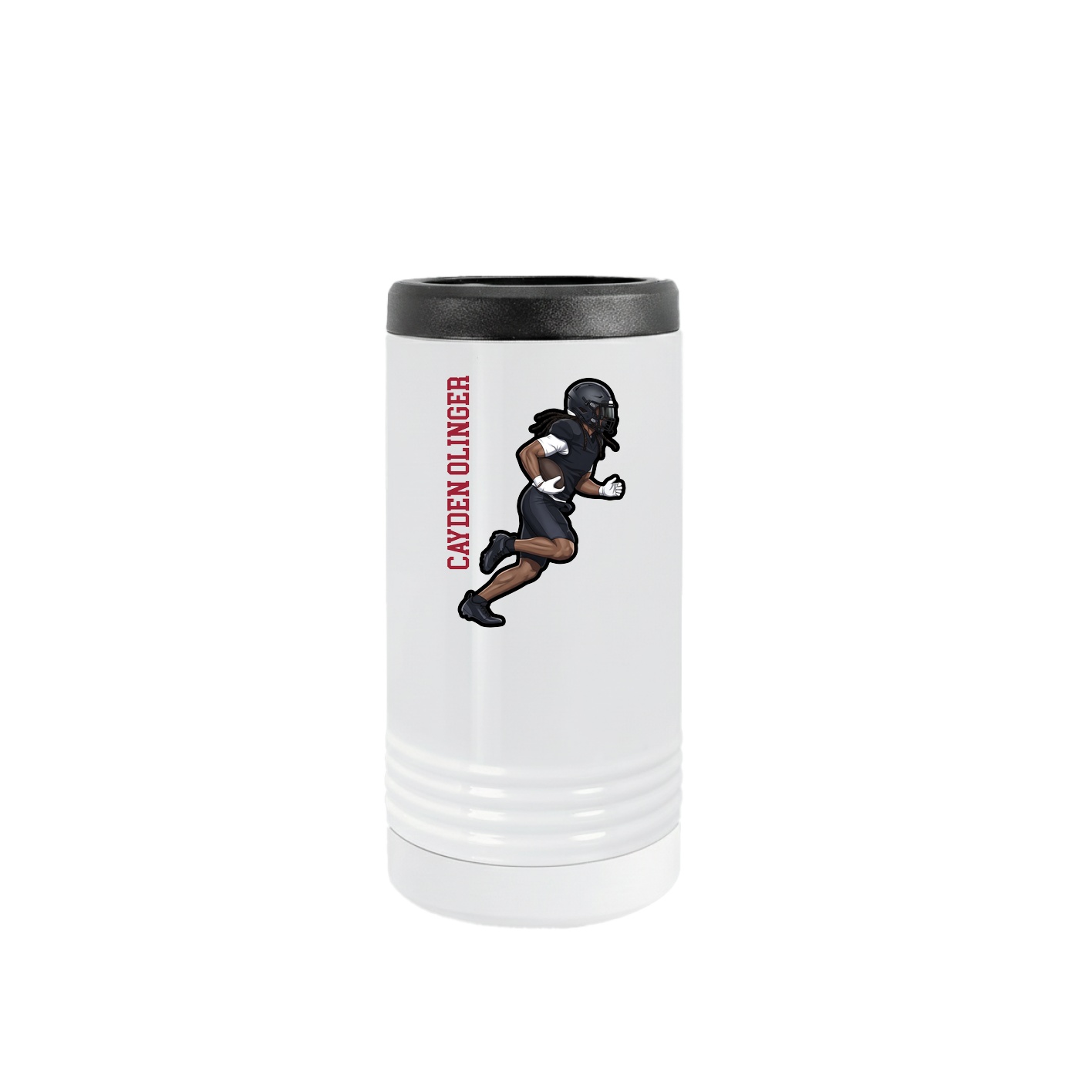 Slim Beverage Holder — Name Vertical in White