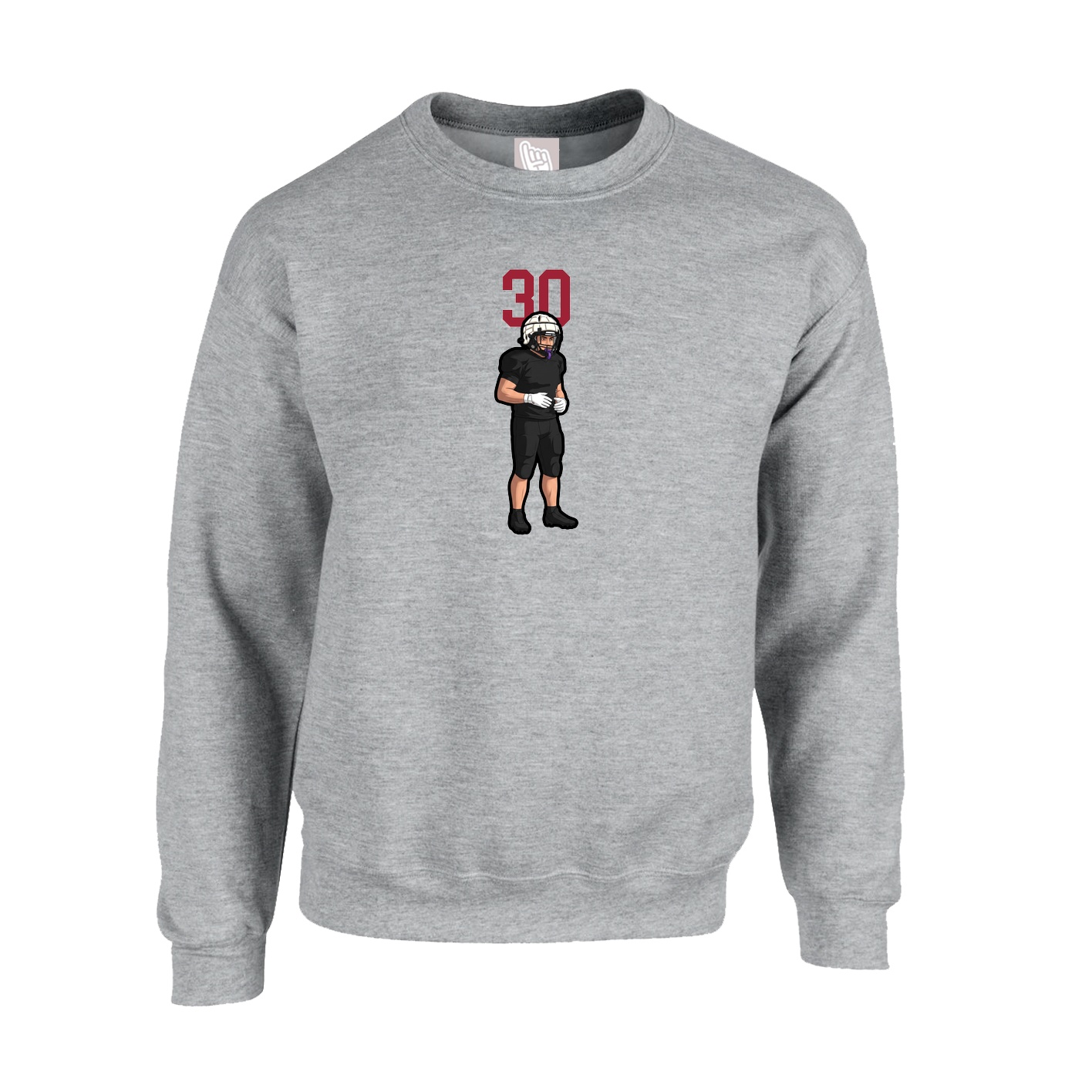 Fleece Crew — Number Top in Grey
