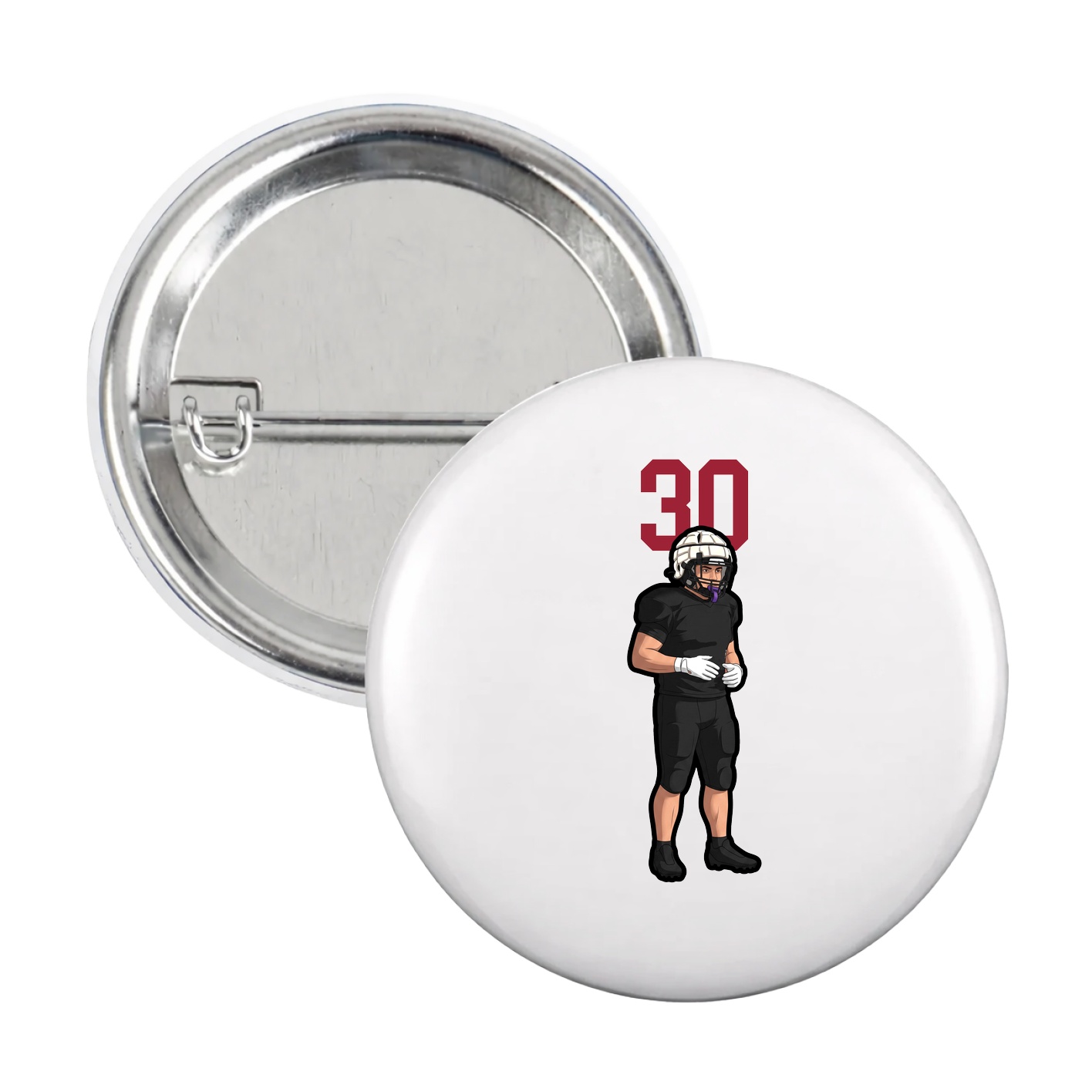 Game Day Button — Number Top in White