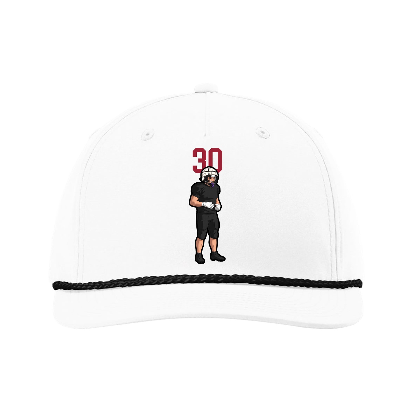 Five-Panel Classic Rope Cap — Number Top in White