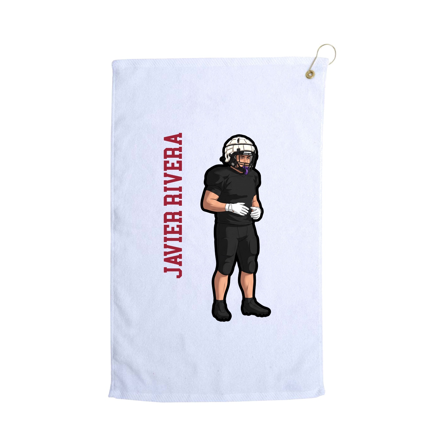Golf Towel — Name Vertical in White