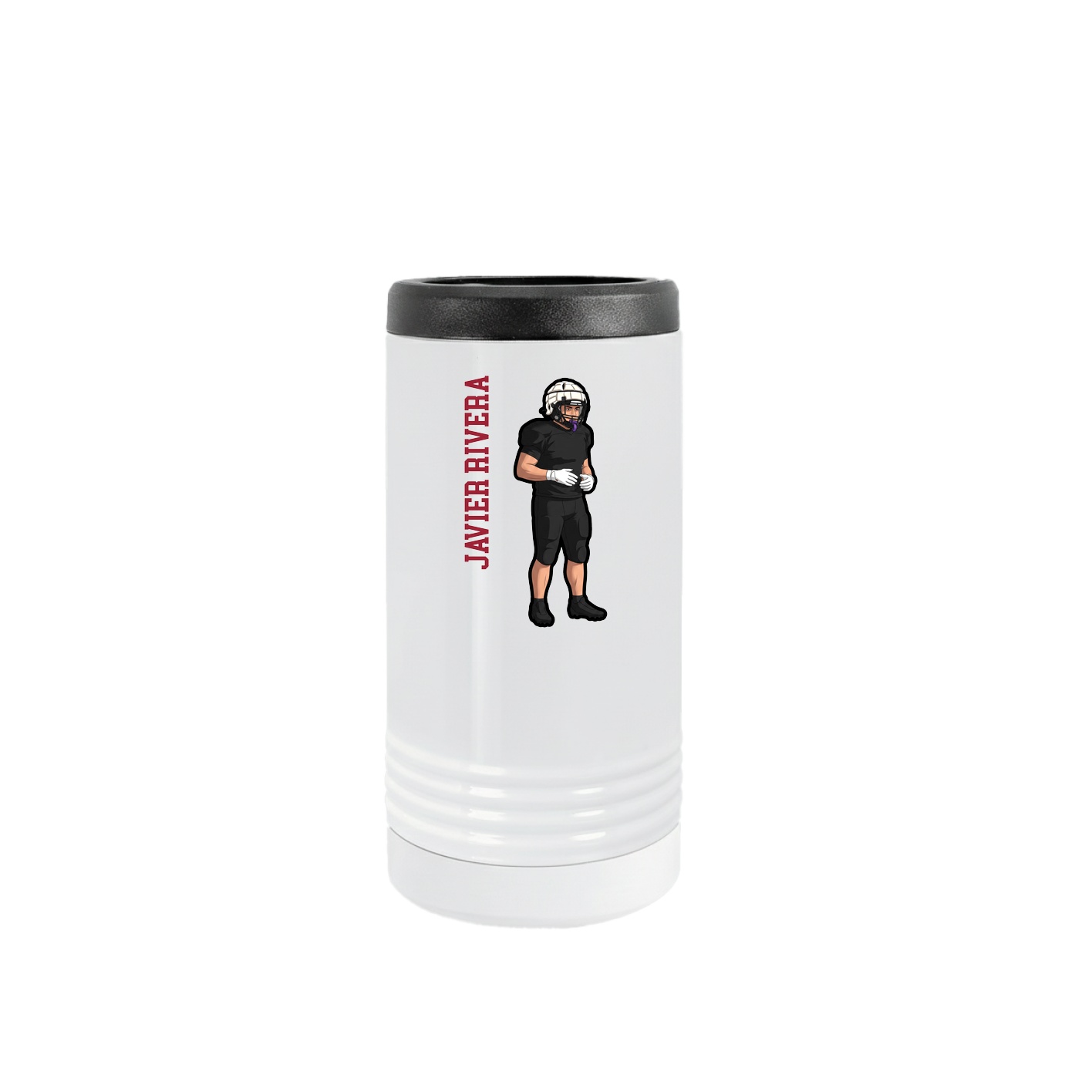 Slim Beverage Holder — Name Vertical in White
