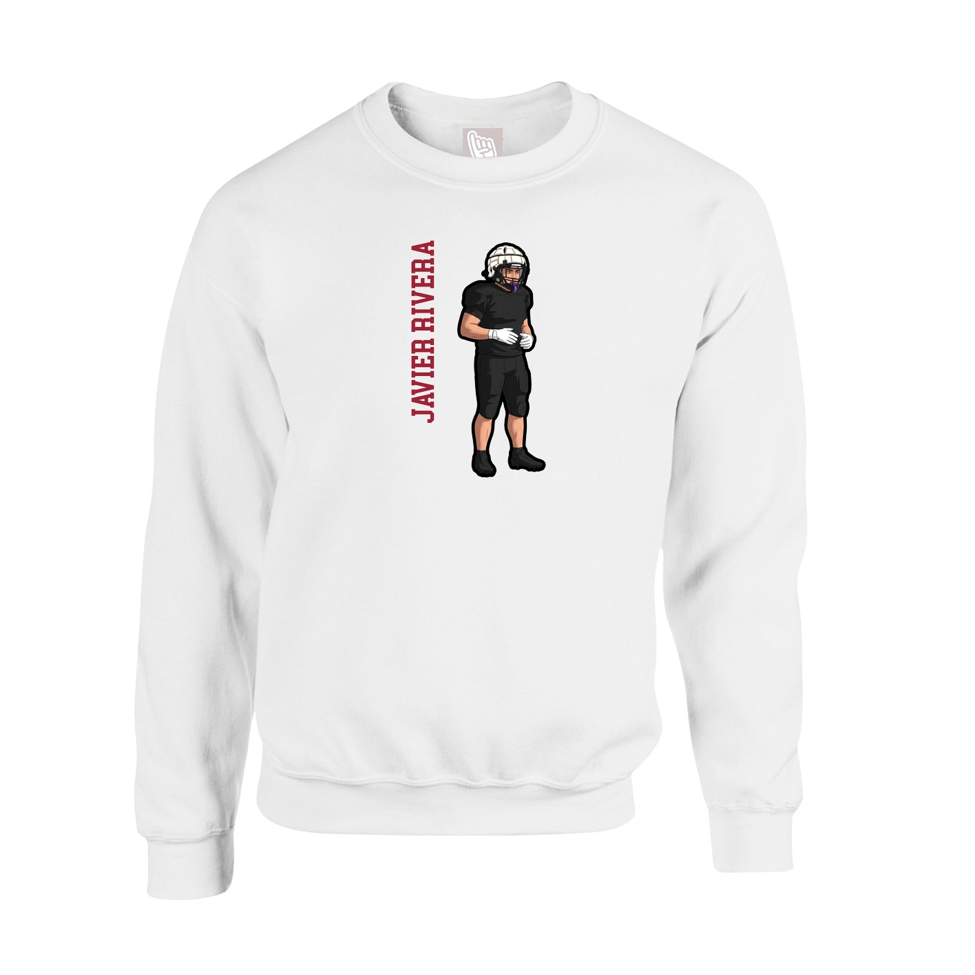 Fleece Crew — Name Vertical in White
