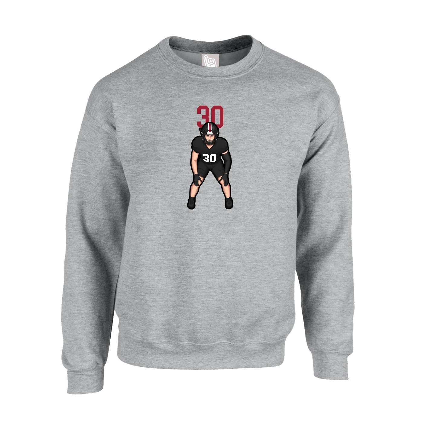 Fleece Crew — Number Top in Grey