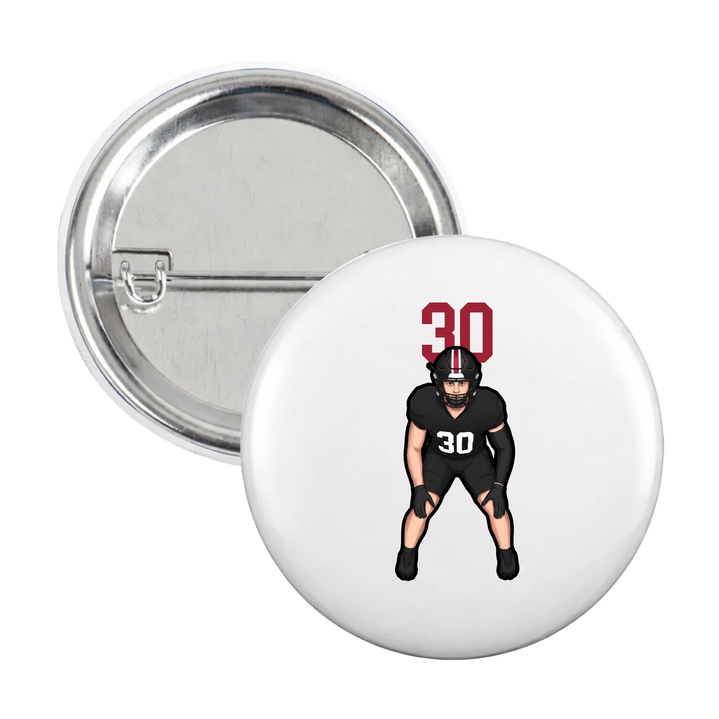 Game Day Button — Number Top in White